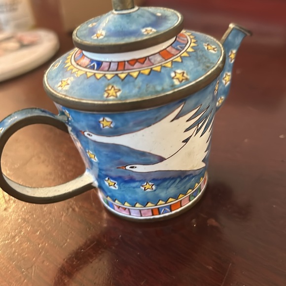 Vintage 1996 Charlotte D Vida flight of the geese enamel teapot - Picture 4 of 6